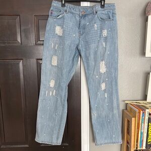 Seven7 Light Blue Boot Cut Jeans with Distressed Details
